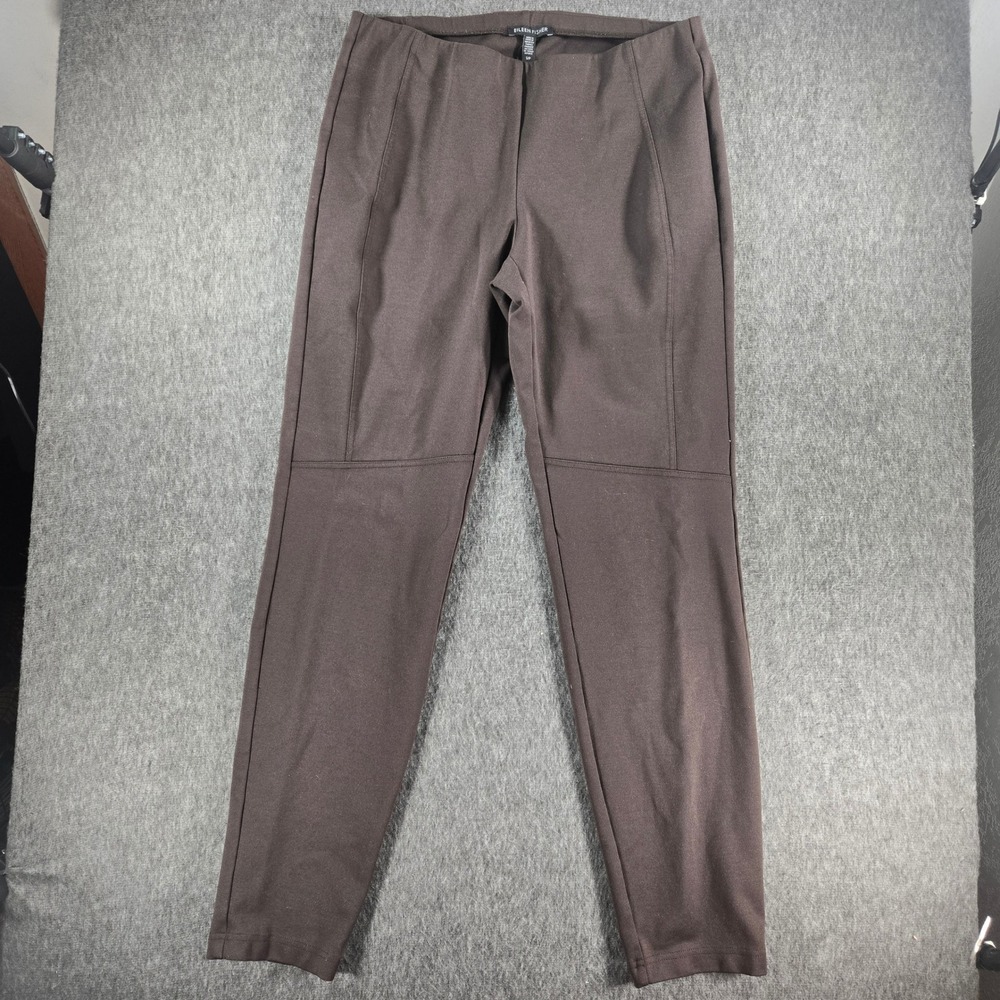 Eileen Fisher Slim Leg Ponte Knit Pants Womens Size S Brown Seamed Stretch‎